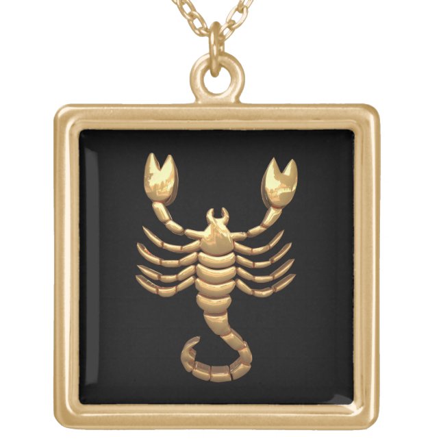 Gold Tone Scorpio Scorpion Symbol Zodiac Necklace (Front)