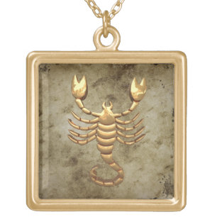Gold Tone Scorpio Scorpion Symbol Zodiac Necklace