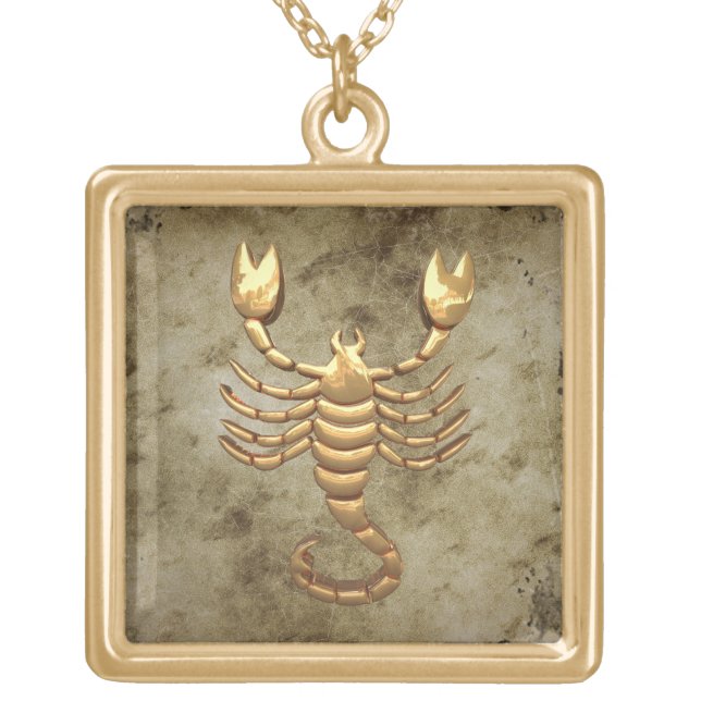 Gold Tone Scorpio Scorpion Symbol Zodiac Necklace (Front)