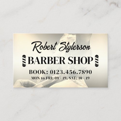 Gold tone shiny looks barber business card