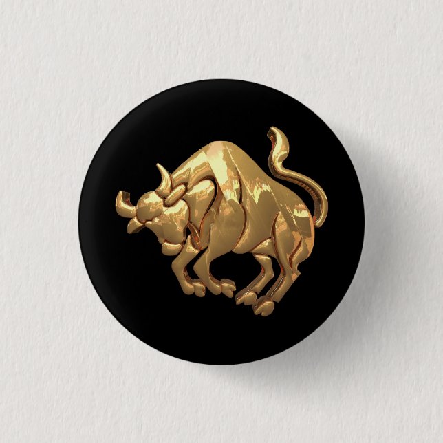 Gold Tone Taurus Zodiac Sign Bull Symbol Button (Front)