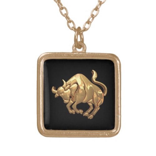 Gold Tone Taurus Zodiac Sign Bull Symbol Necklace