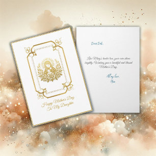 Gold Tone Virgin Mary With Child Mother's Day Card