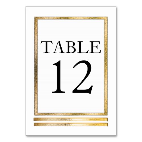 Gold Tone  White Modern Simple Elegant Table Number