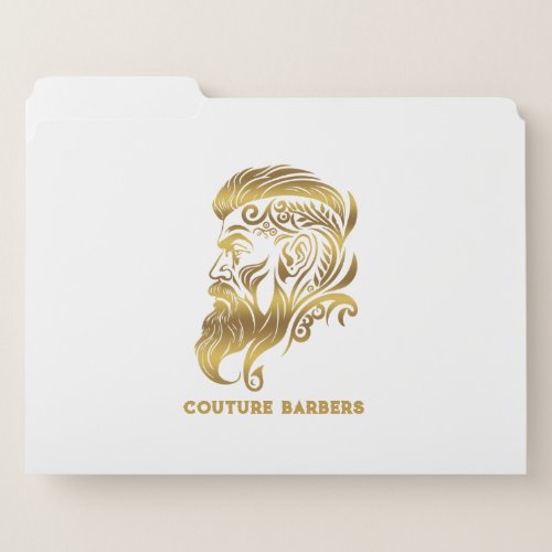 Gold tones abstract barber logo file folder