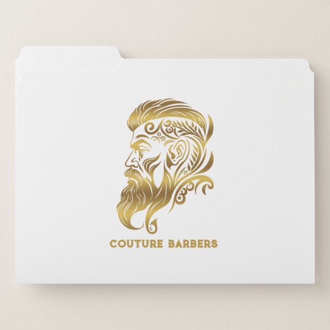 Gold tones abstract barber logo file folder (Front Left)