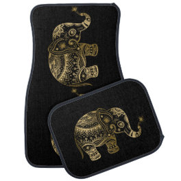 Gold Tones Cute Tribal Elephant Car Mat