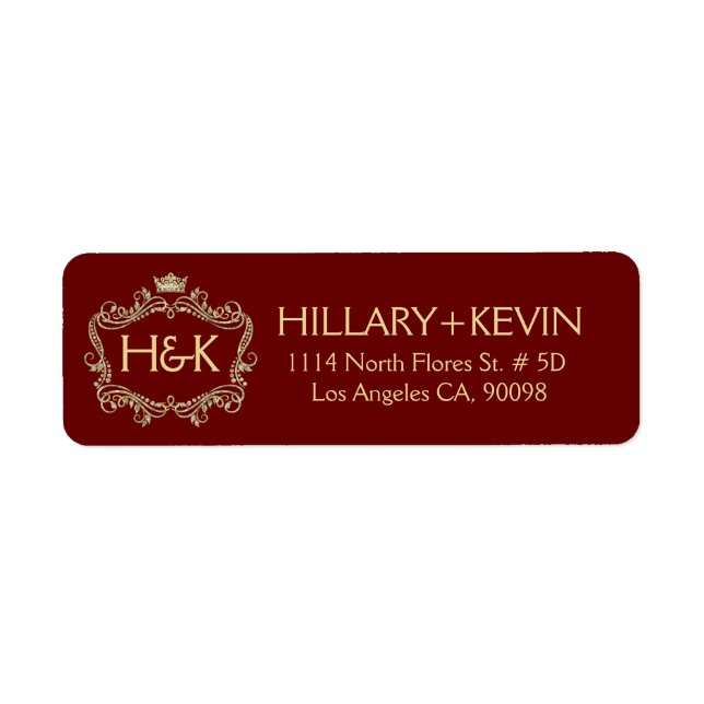 Gold Tones Glitter Crown & Floral Frame Label (Front)