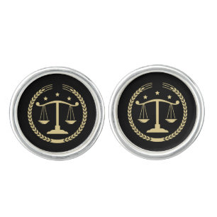 Gold tones Justice Logo On Black Background Cufflinks