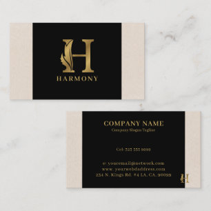 Gold tones letter H floral decorative Business Card