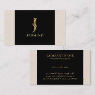 Gold tones letter J floral decorative Business Card