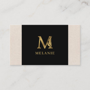 Gold tones letter M floral decorative Business Card