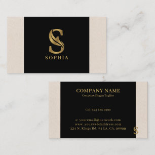 Gold tones letter S floral decorative Business Card