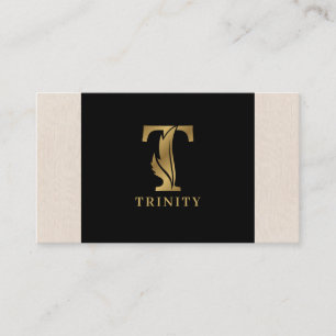 Gold tones letter T floral decorative Business Card