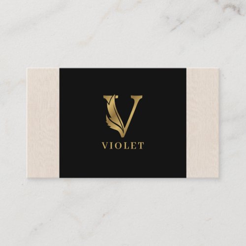 Gold tones letter V floral decorative Business Card