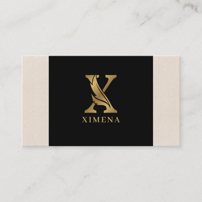Gold tones letter X floral decorative Business Card (Front)