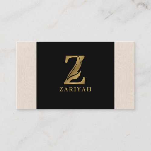 Gold tones letter Z floral decorative Business Card