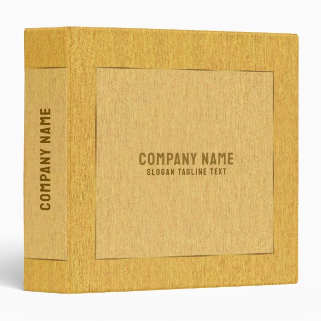 Gold tones linen texture simple gold frame 3 ring binder (Front/Spine)