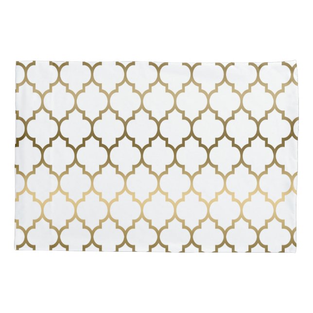 Gold Tones Quatrefoil Geometric pattern Pillow Case (Back)