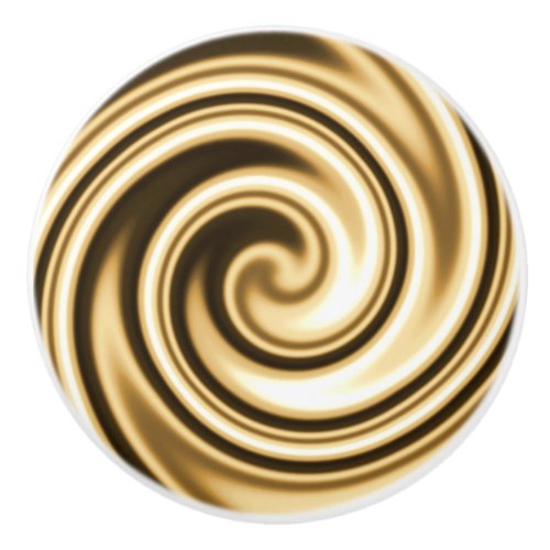 Gold Tones Soft Focus Spiral Swirl Ceramic Knob