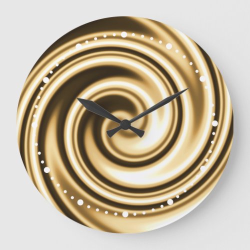 Gold Tones Soft Focus Spiral Swirl Illusion Large Clock