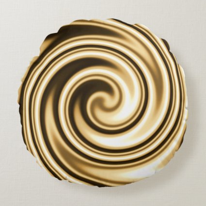 Gold Tones Soft Focus Spiral Swirl Round Pillow