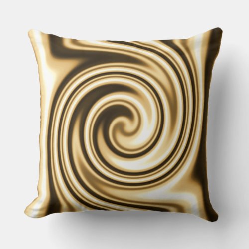 Gold Tones Soft Focus Spiral Swirl Tribal Style Throw Pillow
