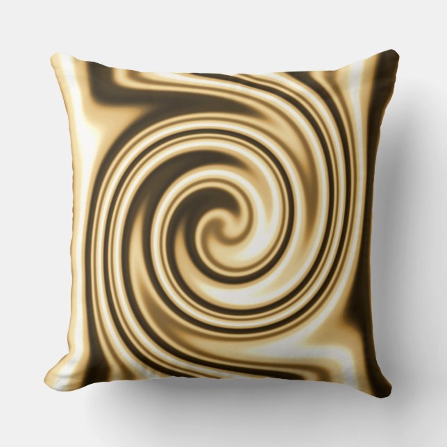 Gold Tones Soft Focus Spiral Swirl Tribal Style Throw Pillow (Front)
