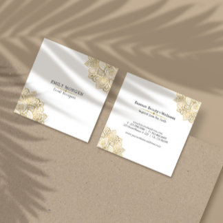Gold Tones Tribal Paisley Mandala Square Business Card