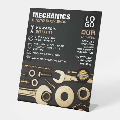 Gold Tools Auto Mechanic  Repairs Advertising Pedestal Sign