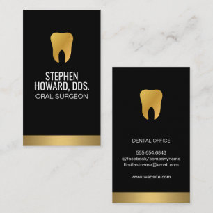 Gold Tooth Gold Trim Sleek Black Business Card