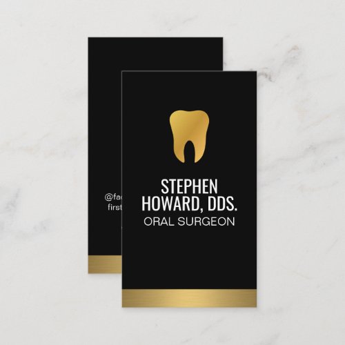 Gold Tooth  Gold Trim Sleek Black Business Card