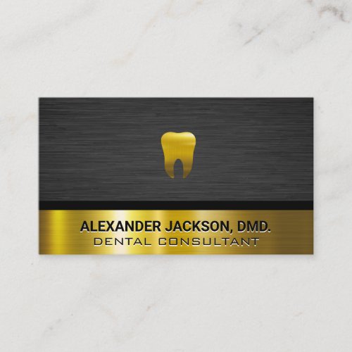 Gold Tooth Icon  Gold Dark Metallic Background Business Card