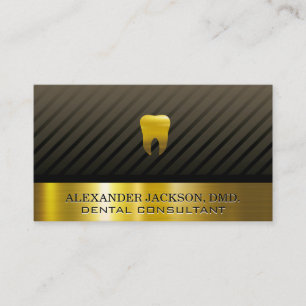 Gold Tooth Icon   Gold Metallic Pin Stripes Business Card