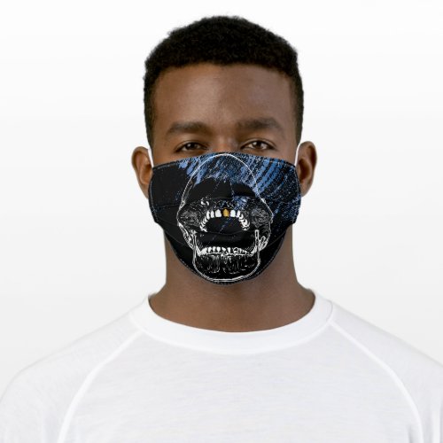 Gold Tooth White Screaming Skull Adult Cloth Face Mask