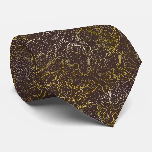 Gold Topography Neck Tie (Rolled)