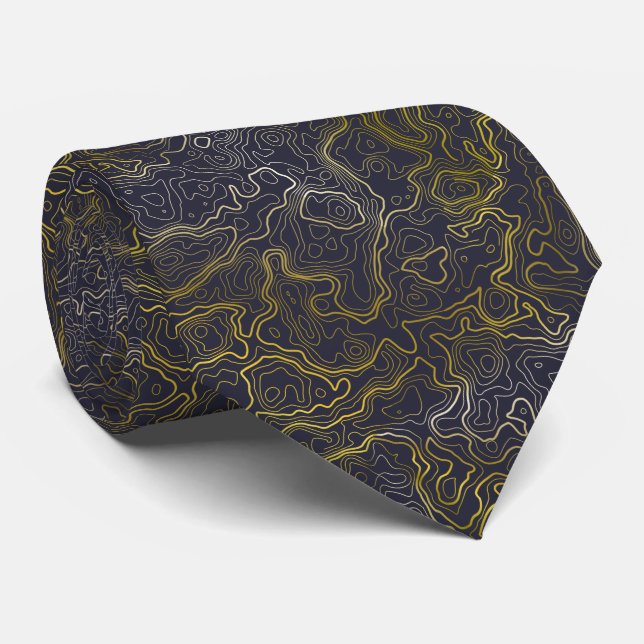 Gold Topography Neck Tie (Rolled)