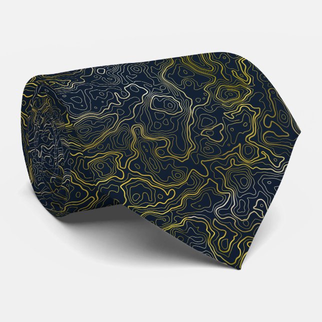 Gold Topography  Neck Tie (Rolled)