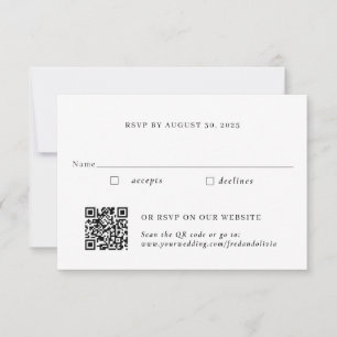 Gold Traditional and QR Code Wedding RSVP  Card