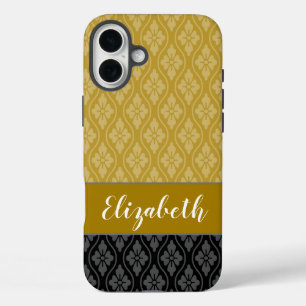 Gold Traditional Japanese Tatewaku Pattern iPhone 16 Plus Case