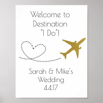 Gold  Travel Themed Decoration-wedding Sign by AestheticJourneys at Zazzle