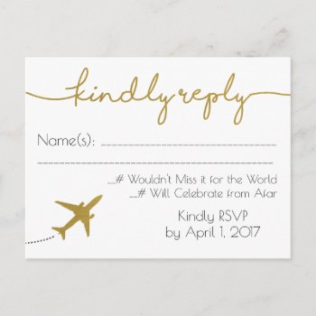 Gold  Travel Wedding Rsvp Postcard by AestheticJourneys at Zazzle
