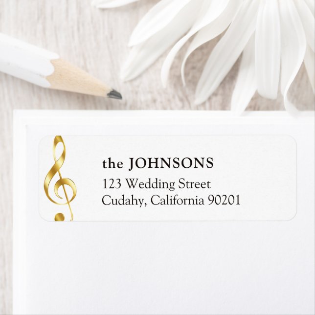 Gold Treble Celff Music Event Return Address Label (Insitu)