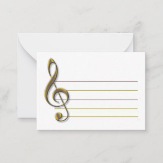 Gold Treble Clef Blank Notecard