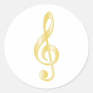 "Gold" Treble Clef Classic Round Sticker