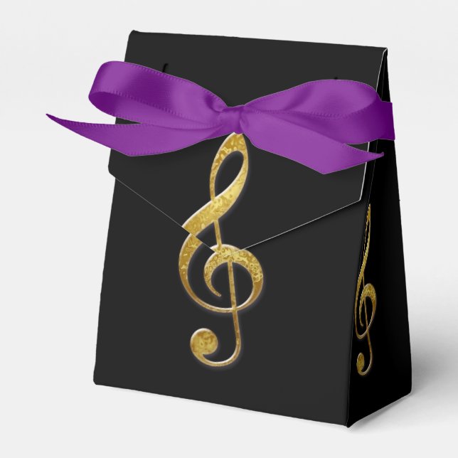 "gold" treble clef favor box (Front Side)