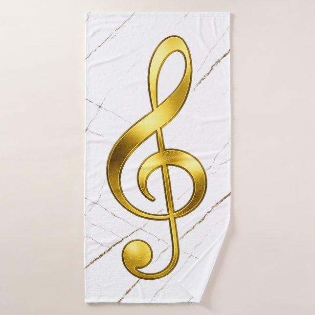 Gold Treble Clef Marble Home Decor Bath Towel (Bath Towel)