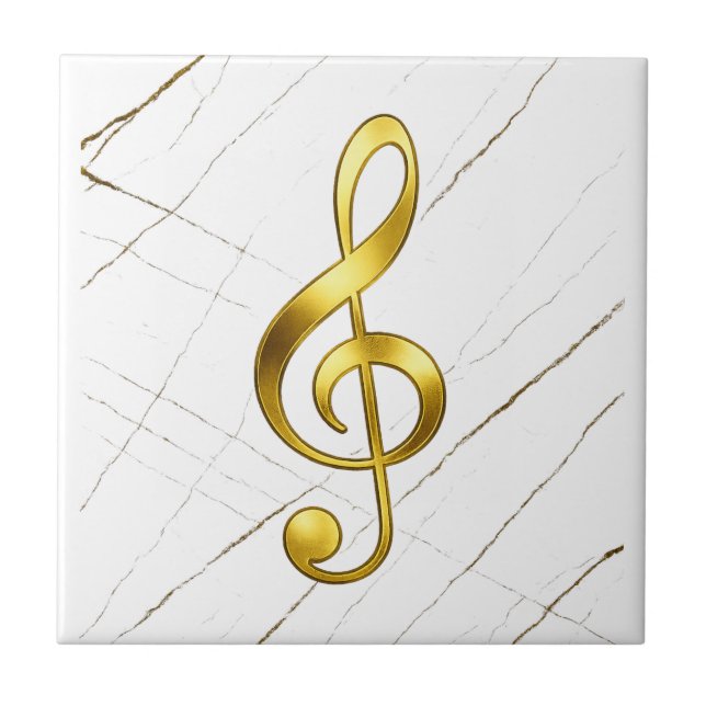 Gold Treble Clef Marble Home Decor Ceramic Tile (Front)