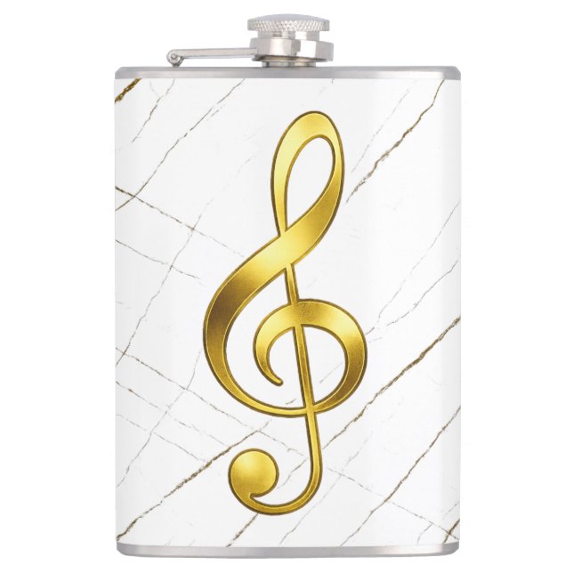 Gold Treble Clef Marble Home Decor Flask (Front)