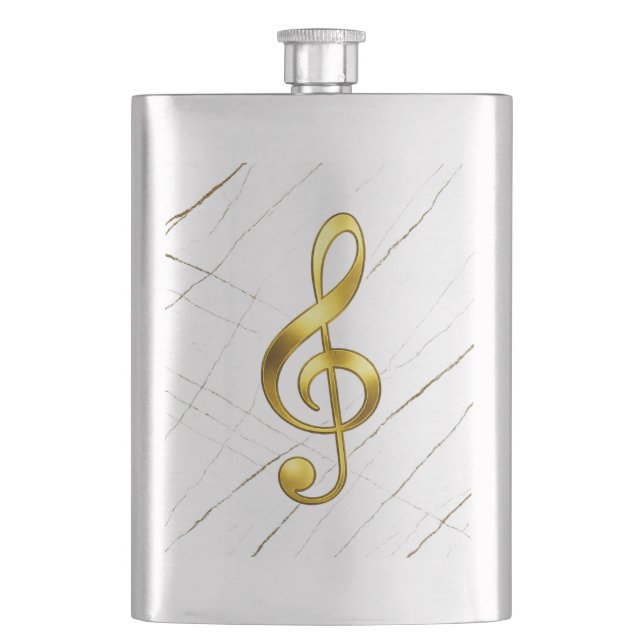 Gold Treble Clef Marble Home Decor Flask (Front)